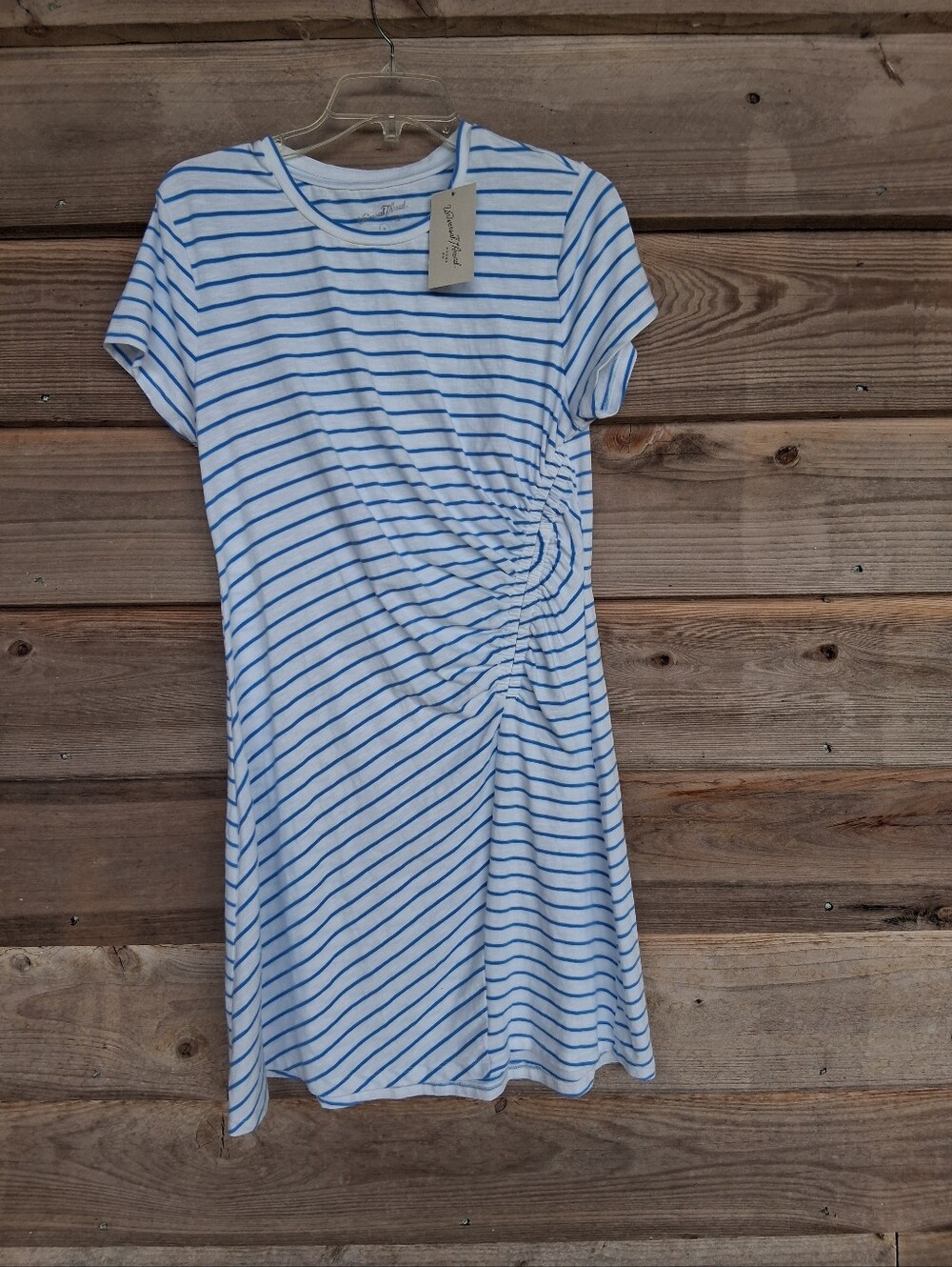 New Universal Thread Striped Side Ruching Tshirt Dress